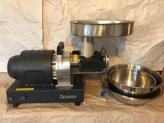 Image of my 3/4 horsepower grinder that crushes chicken bones for the raw dog food diet.