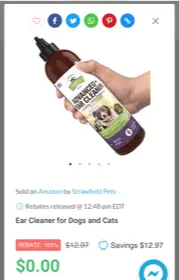 image shows how to get free dog stuff and other products on rebate key